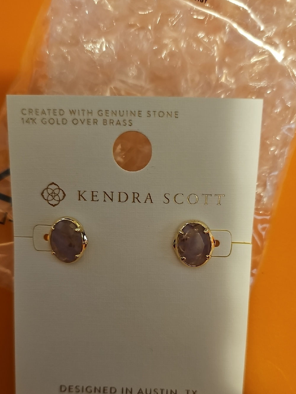 Kendra Scott Gold & Amethyst Oval Stone Stud Earrings